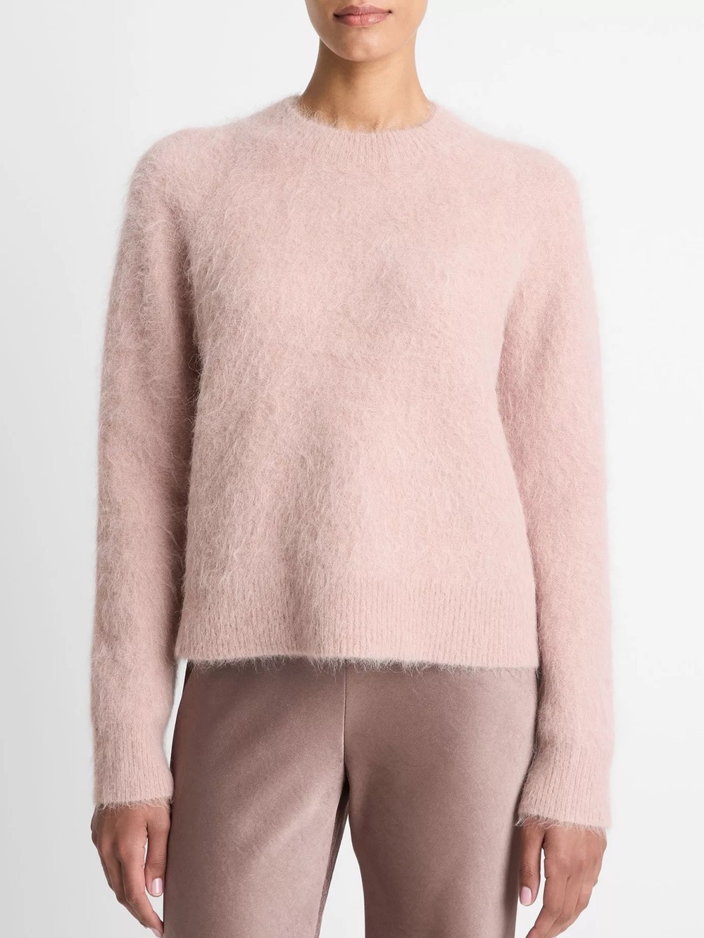 Vince Brushed Alpaca-Blend Crew Neck Sweater in Beet Root Size X-Small